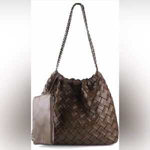 Chic Brown Woven Shoulder Bag